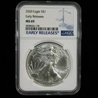 2020 Silver Eagle Early Releases NGC MS69 – Blue Label $1