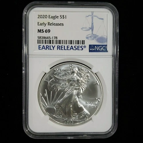 2020 Silver Eagle Early Releases NGC MS69 – Blue Label $1