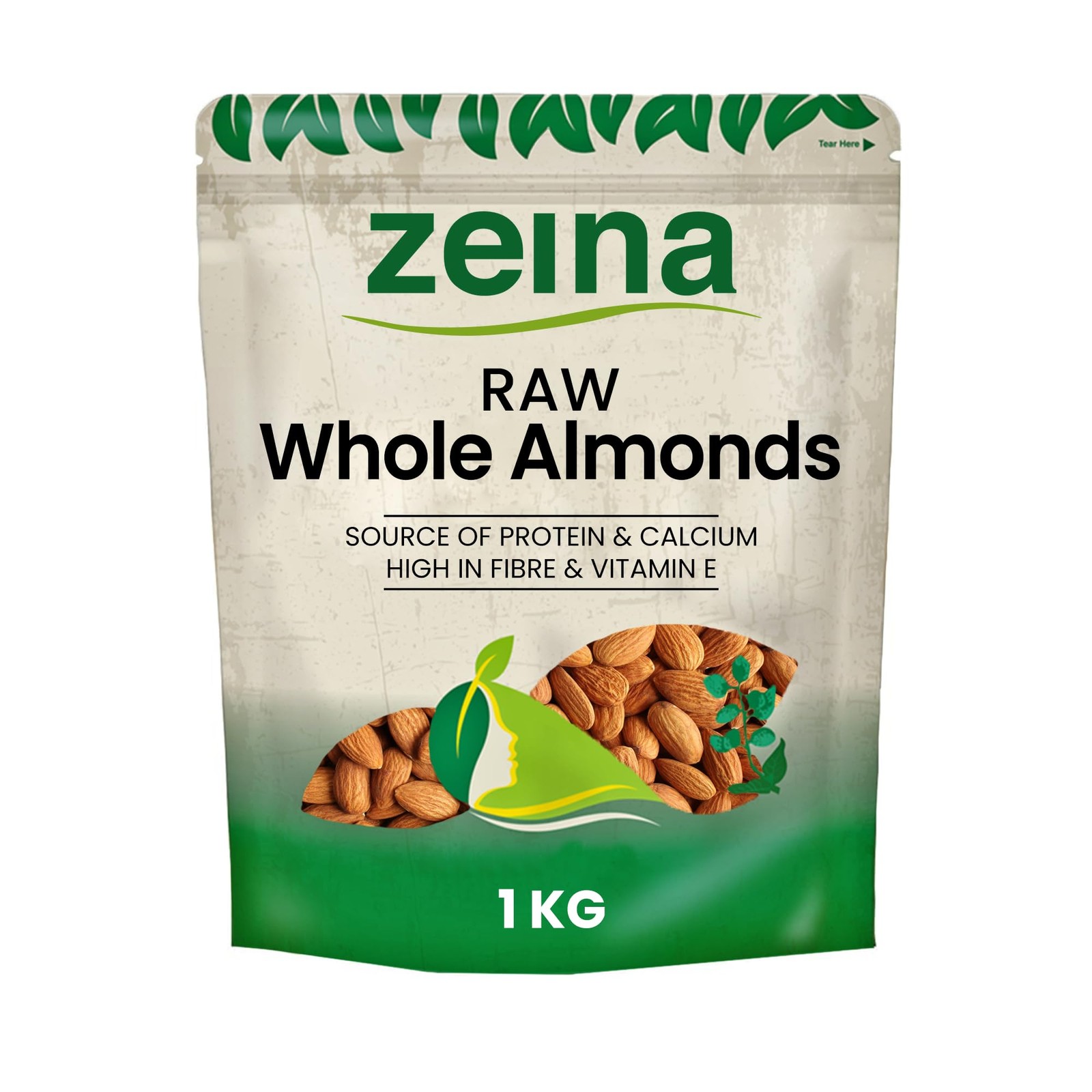 Zeina California Raw Almonds Extra No.1 (1Kg) - Vegan and 1 kg (Pack of 1)