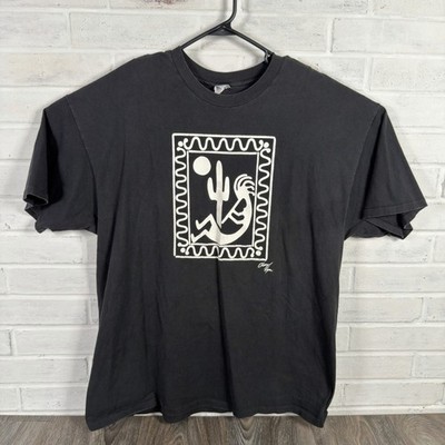 Vintage Cheryl Lynn Kokopelli Graphic T Shirt Men Size 2XL Black Art Hanes 90s