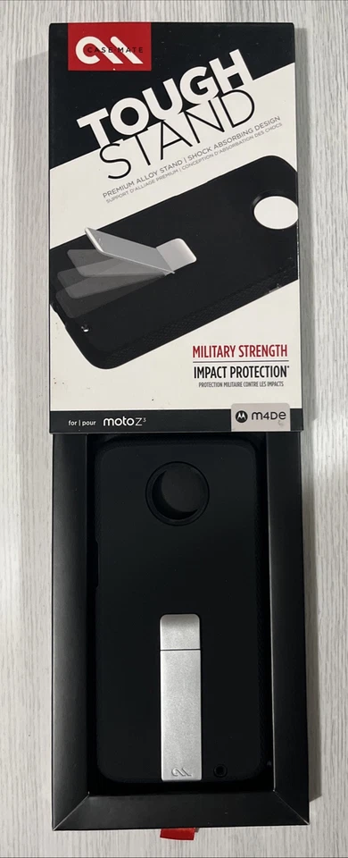 Funda de teléfono con soporte resistente Case Mate para Moto Z3, negra Foto 2 de 2