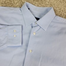 David Donahue Regular Mens 17.5-32/33 Blue Button Up Long Sleeve