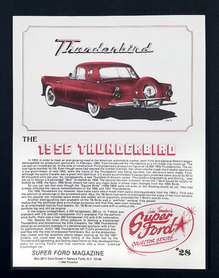 The 1956 Ford Thunderbird SUPER FORD MAGAZINE Collector Series Literature
