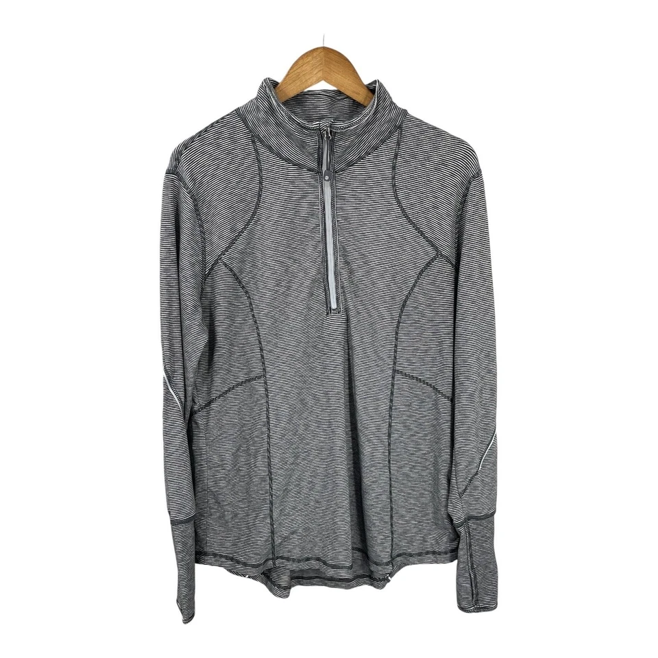 Pulôver feminino tangerina academia atlética listrado quarto de zíper manga longa tamanho XL - Imagem 3 de 4