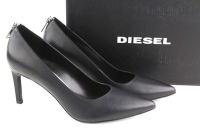 DIESEL D-Femme MP Damen Pumps EU38 Schwarz Rindsleder Kitten Heel UVP240