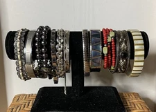 Vtg To Now  bracelet Lot 11 pieces Mixed Metals Sizes And Materials Italy Shell