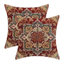 Brown Carpet Pillow Covers 18x18 Inch Set of 2, Boho 18" x 18" Pack of 2 Red