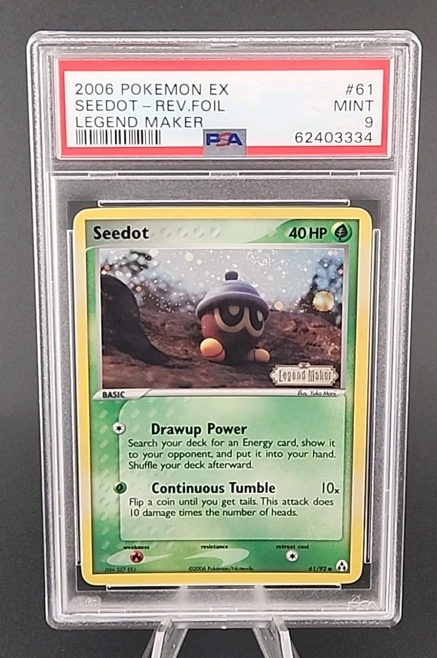 PSA 9 Mint 2006 Pokemon Seedot EX Legend Maker Reverse Holo Foil #61