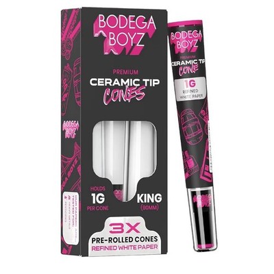 L@@K BODEGA BOYZ PREMIUM 3x KING REUSABLE PRE-ROLLED CERAMIC TIP CONES ~ BUY IT