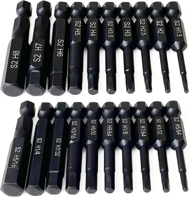 Juego de brocas para llave Allen de cabeza hexagonal (10pc Metric & 10pc SAE)