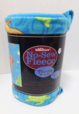 Jo-Ann Essentials No Sew Fleece 60 x 48 Throw Colorful Turtles in the Sea