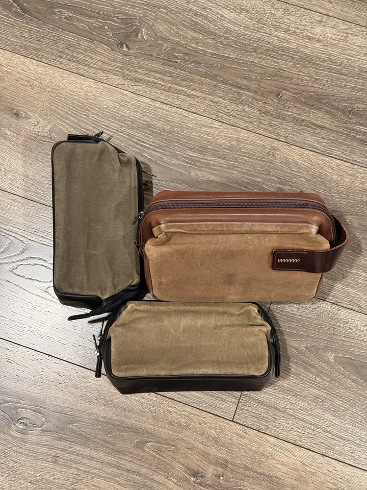 Three Camera Bag/Tech Bag Leather Brown Green Used - Image 3 of 4