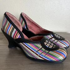 John Fluevog "Ruby" Multi-Color Wedge Heels Women’s Size 11.5 2007 Retro Pump
