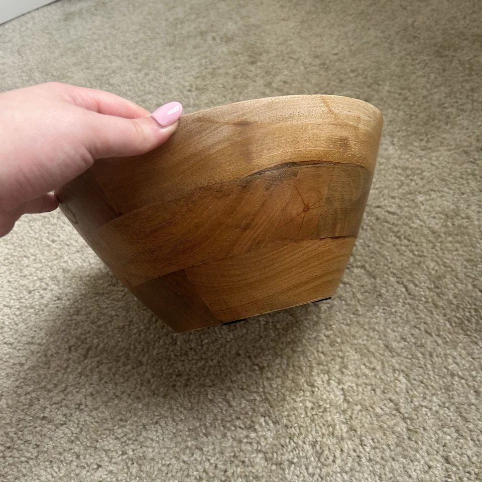 Belk Modern Southern Home Cuenco de madera esmaltado para servir utensilios a juego Foto 3 de 4