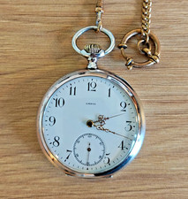 Antico orologio da tasca Omega Grand Prix 1905 - 51,7mm argento 800, funzionante + catena