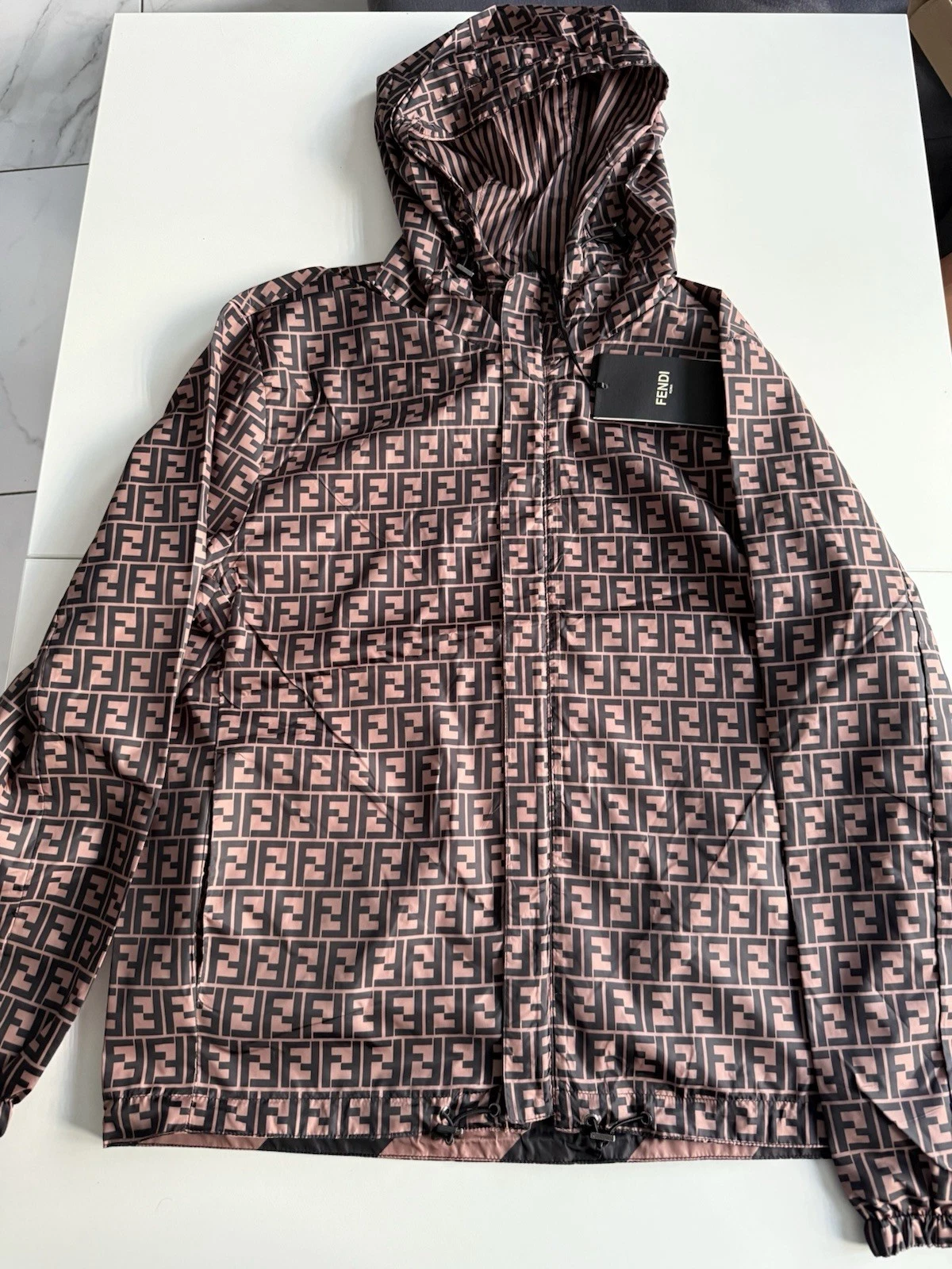 Giacca a vento Fendi Blouson in nylon marrone taglia S M XL