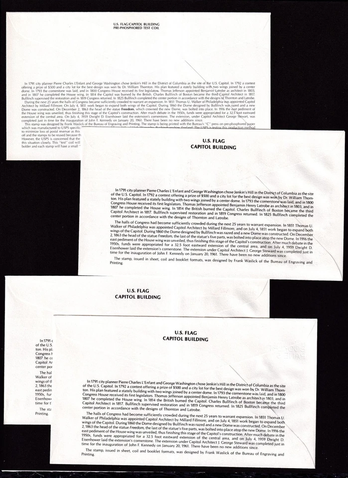 1985 Flag over Capitol FDCs Sc 2114-2116c Artmaster sheet coil booklet test coil - Image 3 of 3