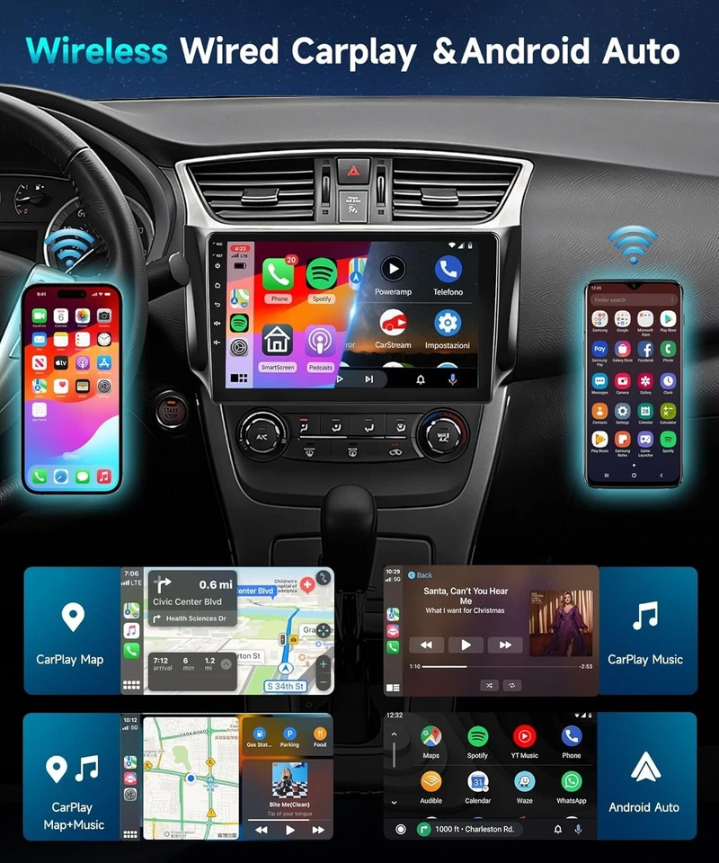 Hi-Fi Android Car Stereo with Wireless Carplay Android Auto for Nissan Sentra Sy - Image 3 of 4