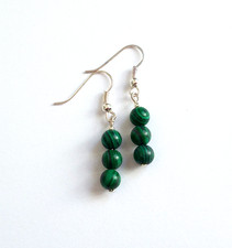 Handmade MALACHITE Healing Gemstone Dangle Drop Earrings - Free Postage!