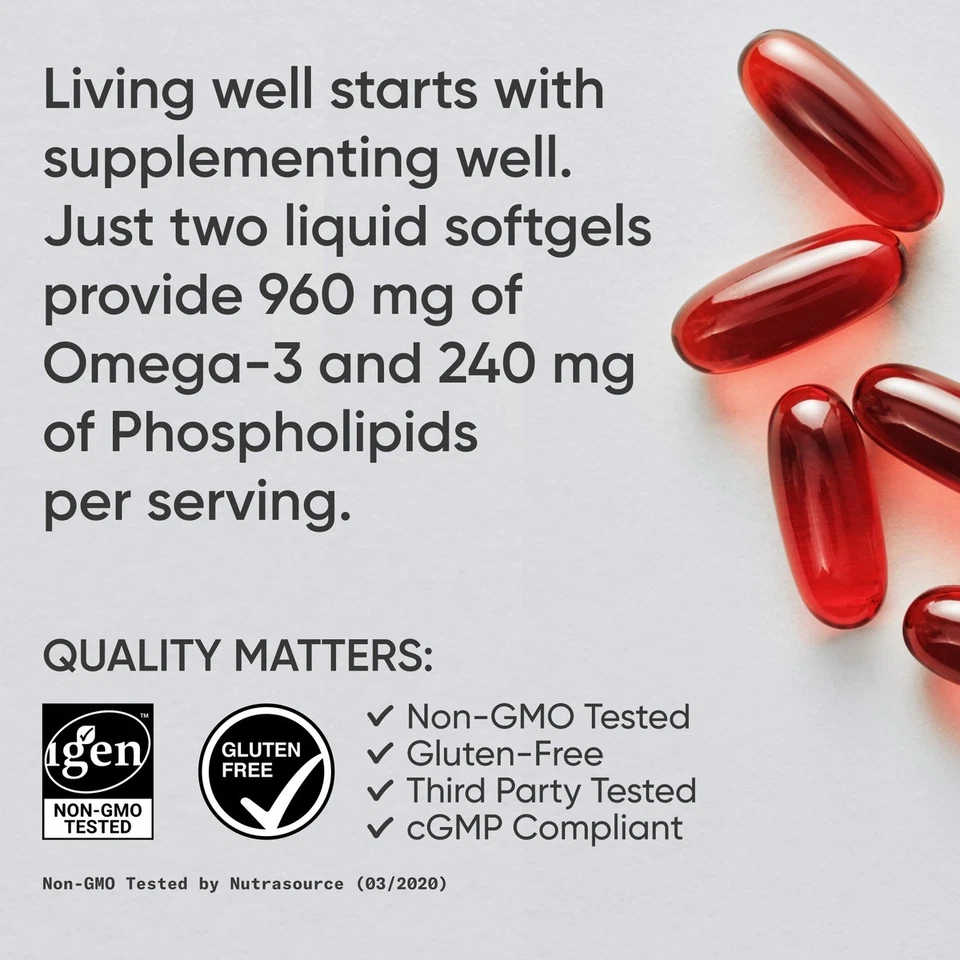 Total Omega-3 2200mg 120 Softgels Wild Salmon Krill Astaxanthin EPA DHA - Image 4 of 4