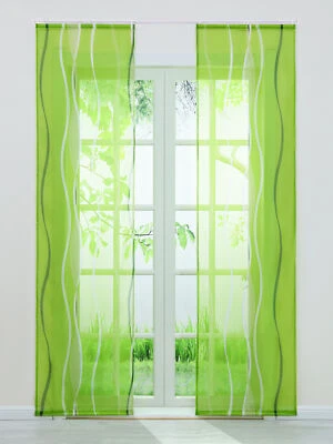 Gardinen mit Klettband Schiebegardinen 2er Set Flächenvorhänge Transparent Voile - Bild 1 von 4