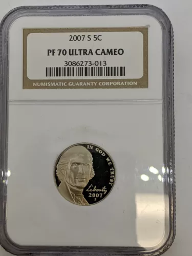 2007-S Jefferson Nickel 5C Coin NGC PF 70 ULTRA CAMEO