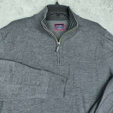 UNTUCKit Sweater Mens Large Dark Grey Extra Fine Merino Wool Belguardo 1/4 Zip