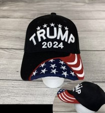 President Trump 2024 American Flag Hat One Size Campaign Rally Cap NEW - Black