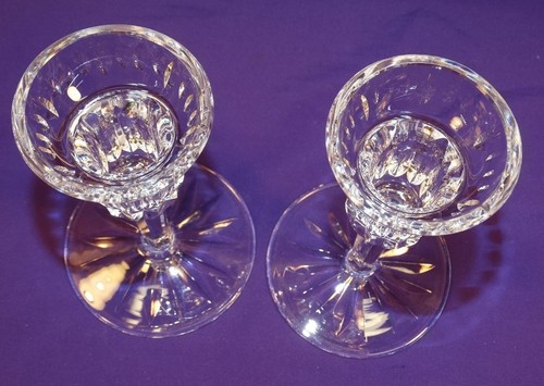 BEAUTIFUL PAIR WATERFORD CRYSTAL SINGLE LIGHT CANDLESTICK HOLDERS 5 5/8" TALL - Picture 5 of 10