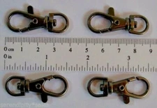 6 SWIVEL CLIPS / Snap Hooks ~ Gun METAL BLACK 1.5" long ~ Clasps w/ lobster claw