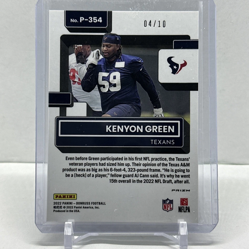 2022 Donruss Optic Kenyon Green Rated Rookie Preview Gold Ice 3/10 - Texans - Image 2 of 3