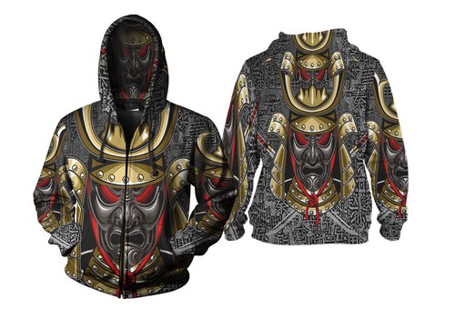 Sudadera con capucha unisex de arte samurai para colección - Imagen 6 de 13