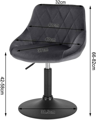 1 x Barhocker Barstuhl höhenverstellbar Samt Metall Dunkelgrau hb242dgr-1 - Bild 6 von 7