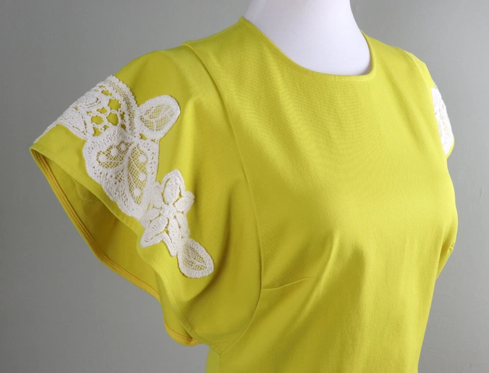 Vestido PEARL BY LELA ROSE NUEVO CON ETIQUETAS $465 Elástico Girasol Algodón Detalle Encaje Talla 2 Foto 4 de 4