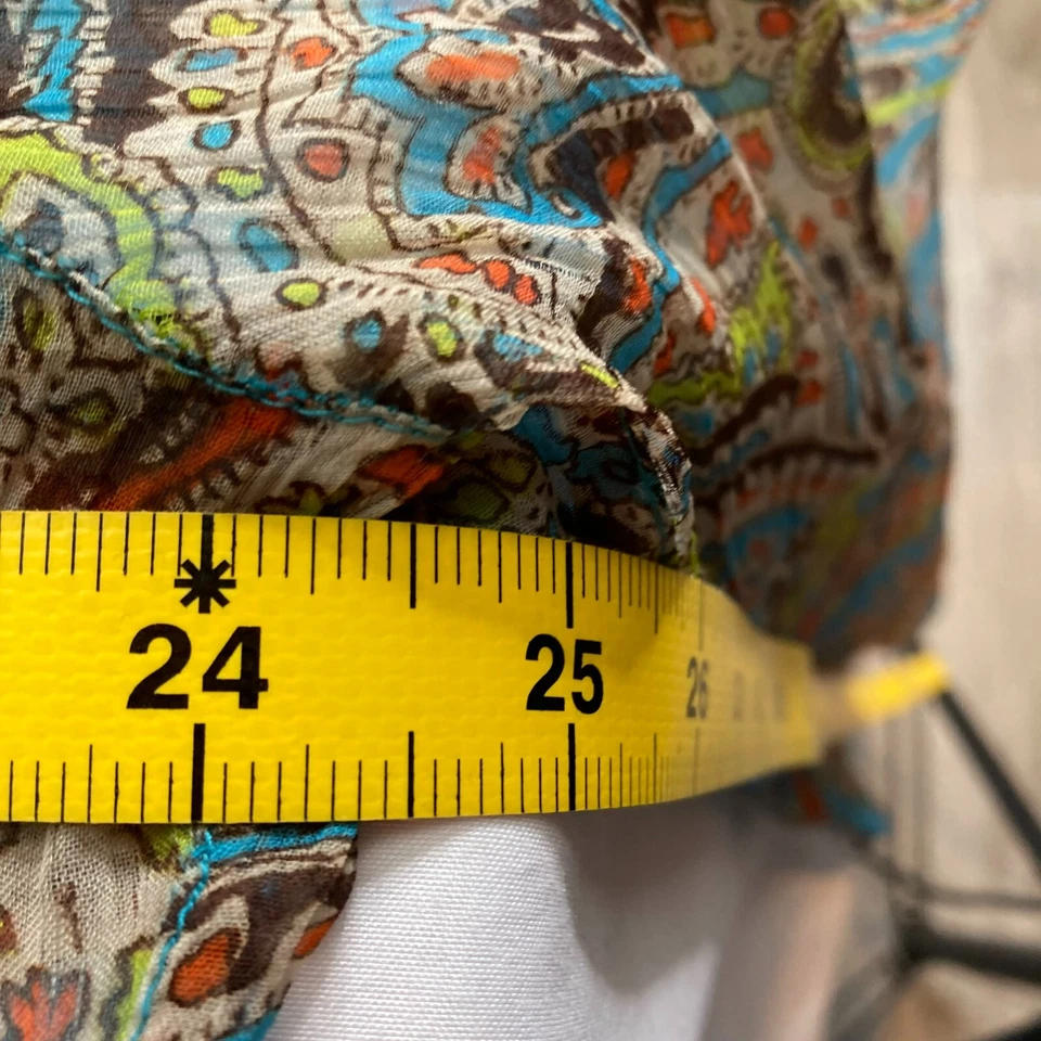 Top TravelSmith Para Mujer Turquesa Cachemira Fluido Boho Artístico Aireado con Volantes Talla 1X Foto 4 de 4