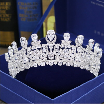 Luxury Cubic Zirconia Tiara Crown Headpiece for Weddings Prom Pageants Amazon.com: Round Zircon Crown for Women Crystal Princess  main image 4
