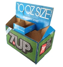 RARE Vintage 7-UP Soda Cola Cardboard Carton Bottle Carrier