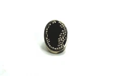 Michi Sterling Silver Onyx Ring, Beaded Modernist Design, Size 4 1/4