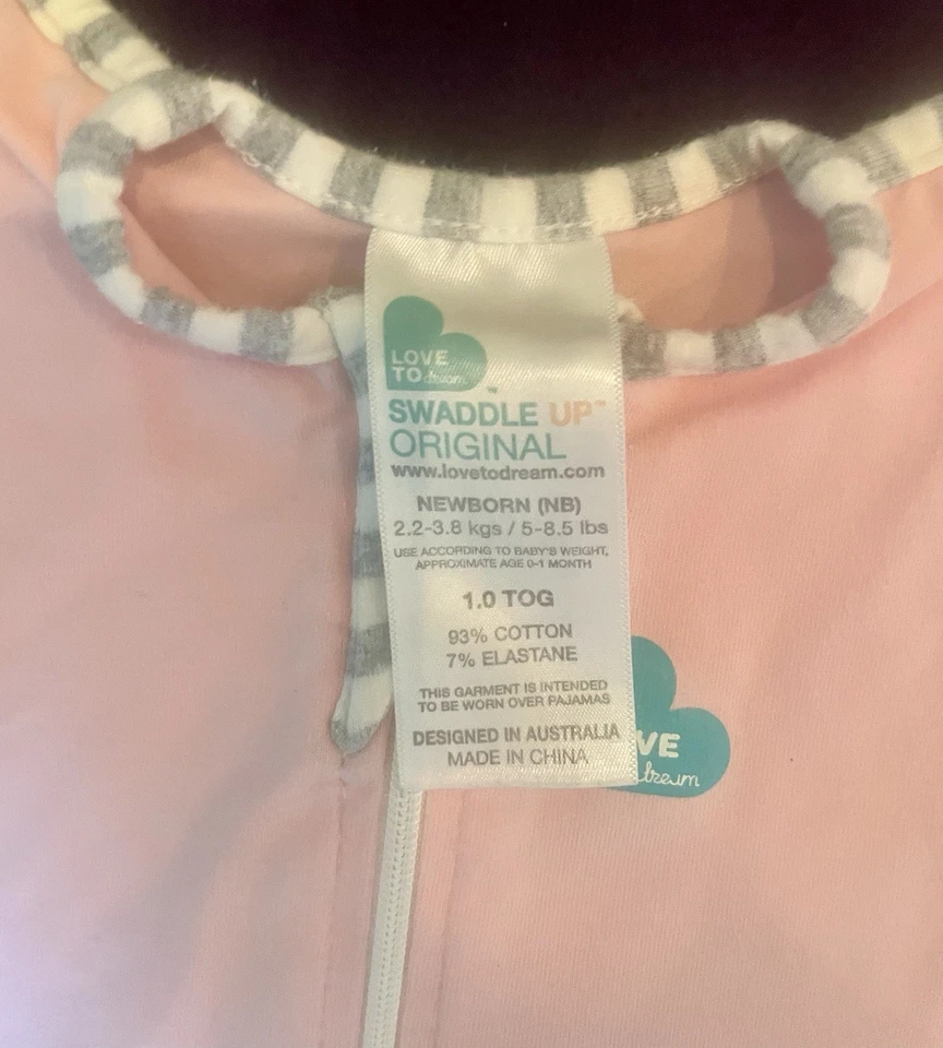 Sleep Sacks 2 Love To Dream Swaddle UP Original Swaddle Wrap Pink Grey Baby Girl - Image 4 of 4