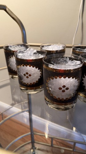 George Briard Black And Gold Dbl Dot Lowball Glasses 2 Sets Of 5 Available