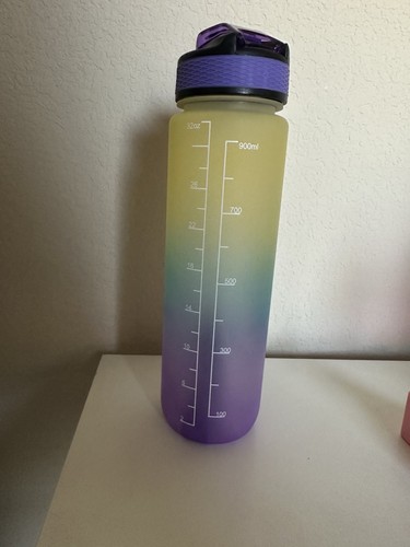 32oz Motivational Water Bottle w/Time Marker&Straw Leakproof BPA-Free Gym Fitnes - Picture 2 of 2