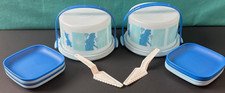 Two Tupperware Kids Cake Sets Domed Server Carrier Plates and Server NEW