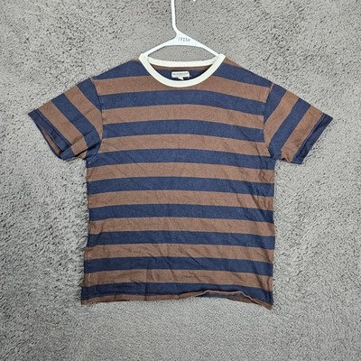 KNICKERBOCKER NEW YORK CITY Striped T Shirt XS Blue Brown Cotton Crew Neck