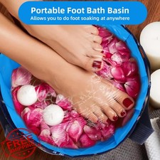 Collapsible Foot Bath Basin Portable Foot Spa Tub Navy Blue 14L