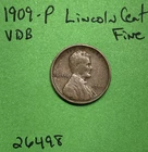 1909-P VDB Lincoln Wheat Cent / Penny 1c Fine