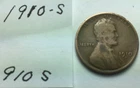 1910 S ; Wheat Penny in Good condition