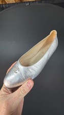 Chanel Silver Metallic Flats Size 36.5