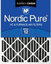 Nordic Pure 20x20x4 (3 5/8) Pleated Air Filter MERV 12 Pleated + Carbon 1 Pack