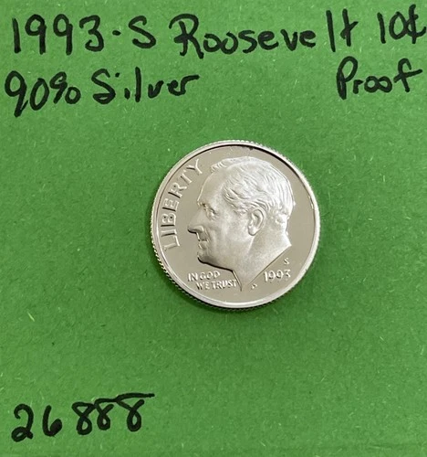 1993 S Roosevelt Dime 10c Gem DCam Proof 90% Silver