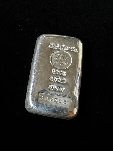 100g .999 Silver Cast Bar - Baird & Co